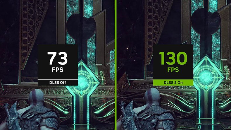 DLSS Super Resolution comparison: 73 FPS with DLSS off versus 130 FPS with DLSS on